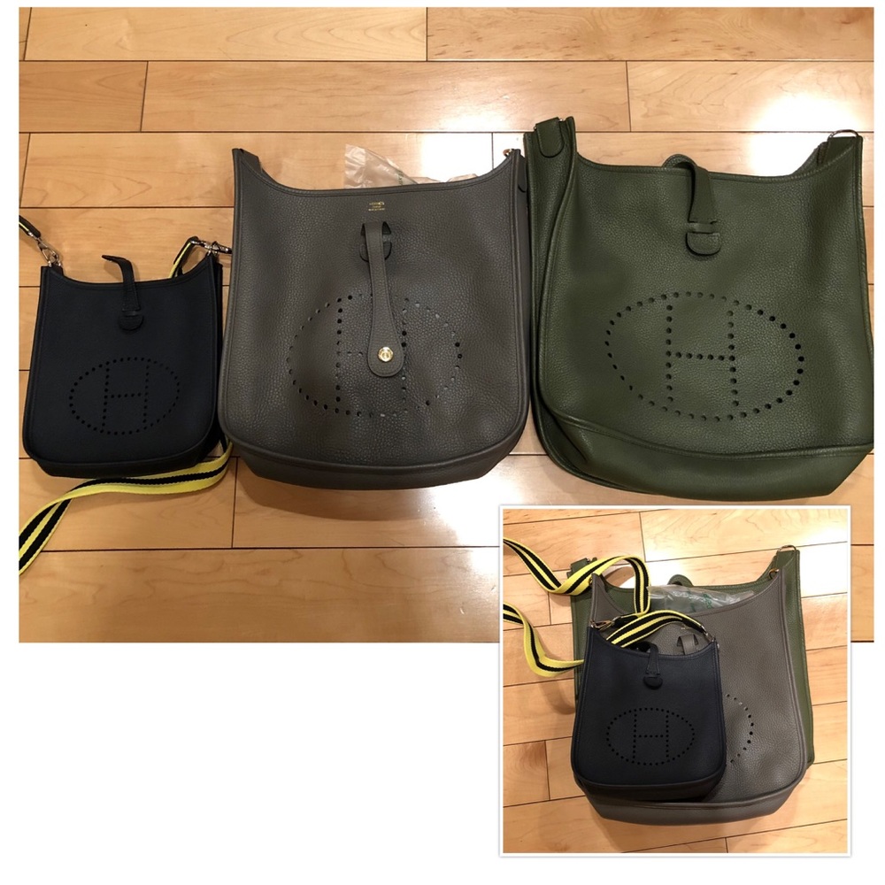 Hermès Evelyne GM crossbody bag, canope green. - Picture 8 of 8